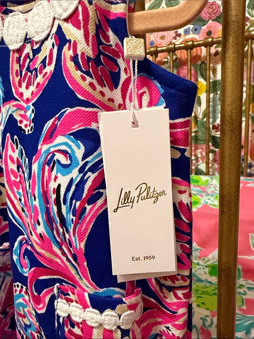 Lilly Pulitzer Navy, Pink & Aqua Paisley Tank Dress - Picture 3 of 7
